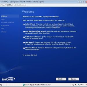 Das Einrichten der UTM-Box von Sonicwall TZ 200 wird durch mehrere Assistenten unterstützt.