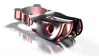 3D-Druck-Fan! Das 3D-Rendering zeigt Felix Felgenträgers Variante eines Schiebereglers im Knie bei einer Beinprothese, entwickelt im Studiengang „Additive Manufacturing and Lightweight Design“ an der Hochschule Coburg. Hier gibt er einige Erfahrungen zum Besten ... (Bild: HS Coburg)