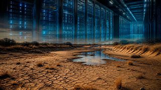 Allein US-Rechenzentren verbrauchten 2023 rund 65,9 Milliarden Liter Wasser. (Bild: GPT Image Creator / KI-generiert)