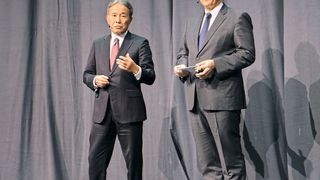 Dr.-Ing. Masahiko Mori, Präsident der DMG Mori Company Limited, und Christian Thönes, Vorstandsvorsitzender der DMG Mori AG, in Pfronten. (Sonnenberg)