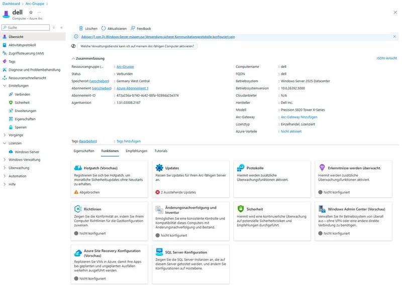 Nutzen von Azure-Diensten in Azure Arc-angebundene Server. (Bild: Joos)