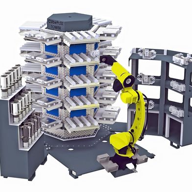 The new Tezmaksan Cubebox Tower machine tool tending system, available from Whitehouse Machine Tools. (Source: Whitehouse)