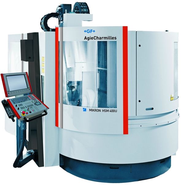 Figure 4: In order to fully exploit the advantages of high-speed milling, particularly at small milling diameters for tool and mould fabrication, the Mikron HSM 400U offers spindle speeds up to 54 000 min-1. Pictures: GF Agie-Charmilles (Archiv: Vogel Business Media)
