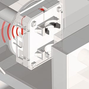 Der Funk-Universalsender übermittelt den genauen Zustand der Schieberposition im Fertigungsprozess.