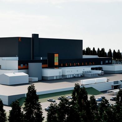 Visualisierung des zukünftigen Logistikzentrums von Kesko im finnischen Nurmijärvi mit Knapp-Automatisierungstechnologie. (Bild: RE-Suunnittelu Oy)