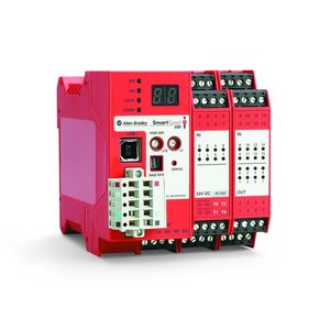 Die kostengünstige und kompakte SmartGuard 600 von Rockwell Automation ist für Anwendungen ausgelegt, die im Funktions- und Leistungsbedarf zwischen Sicherheitsrelais und klassischen Sicherheitssteuerungen angesiedelt sind. Damit reduzieren sich Verdrahtungs- und Installationskosten, die bei relaisbasierten Systemen üblicherweise anfallen, deutlich. Zudem lässt sie sich mit speicherprogrammierbaren Steuerungen kombinieren.