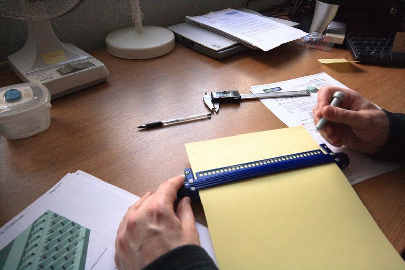Tragbares Braille-Schreibwerkzeug für Sehbehinderte. (Archiv: Vogel Business Media)