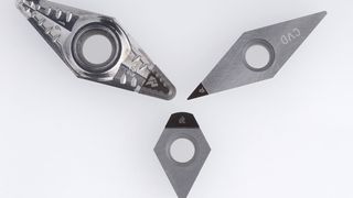 Lichtgeschärfte Diamant-Wende: Solche PKD- und CVD-Schneidplatten lassen sich mit der Rollomatic-Lasertechnologie in der Anlage Lasersmart 510 hochwertig und wirtschaftlich herstellen. (Rollomatic)