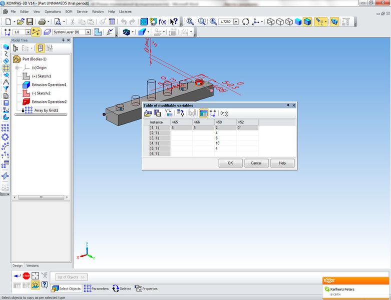 Die Massive wurden weiterentwickelt. In allen Massiven können Tabellen zu ändernder Variablenerstellt werden, in denen die änderungen der Variablenwerte für die einzelnen Exemplare eines Massivs vorgenommen werden. (Bild: Ascon)