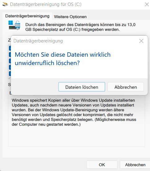 Bestätigen vor dem Löschen von Dateien. (Joos/Microsoft (Screenshot))