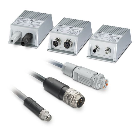 Bild 1: Die unterschiedlichen Geräteanschlüsse 7/8“-Zoll, M12 (A- und L-kodiert) oder IPD stellen eine hohe Kompatibilität im Feld sicher.(Bild:  Phoenix Contact)