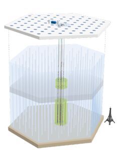 Schematic representation of the underground part of the IceCube experiment with the addition of the upgrade (red).(Image: IceCube Collaboration)