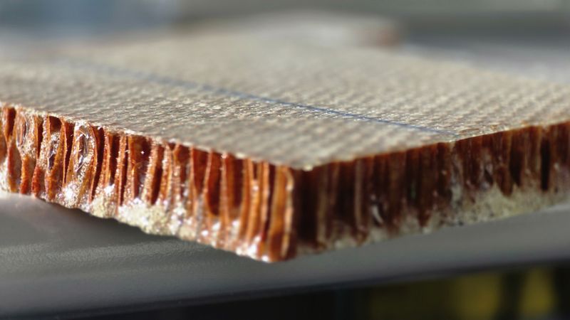 Der Verbundwerkstoff aus Epoxid und Glasfasern schützt nicht nur vor Flammen, sondern lässt sich auch vollständig recyceln. (Bild:  Empa)