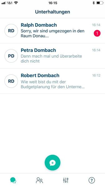 Übersicht der App; welche Nachrichten bei Ginlo noch zu lesen sind (Smartphone). (Dombach)