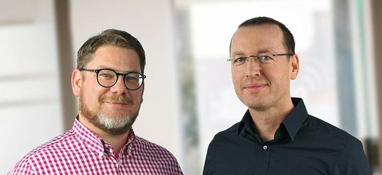 Seit 2018 Geschäftsführer der solute GmbH: Bernd Vermaaten und Dr. Thilo Gans (rechts).(Quelle:  solute GmbH)