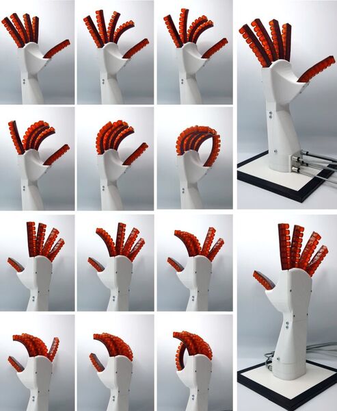 Eine Roboterhand aus speziellem Kunststoff, der sich bei Raumtemperatur selber heilen kann (Vrije Universiteit Brussel)