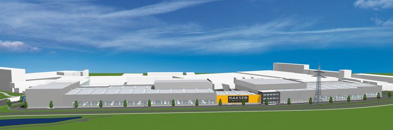 Die beiden neuen Fertigungshallen werden sich über die gesamte Längsseite des Kaeser Hauptproduktionsgeländes ziehen. (Bild: Kaeser Kompressoren)