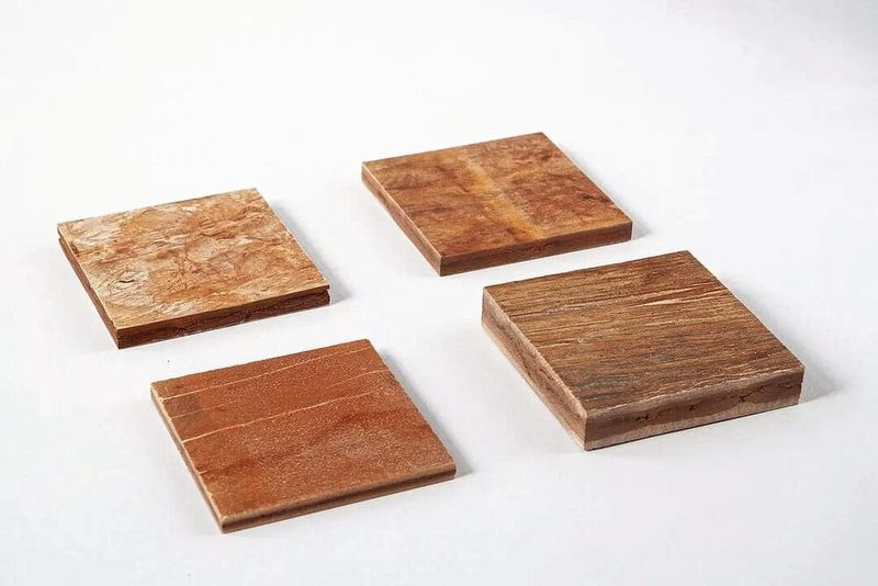 Beim Verpressen der Rinden von Birke, Kiefer, Eiche und Lärche entstanden Platten, die ähnliche Eigenschaften haben wie Spanplatten.  (Bild: Charlett Wenig)