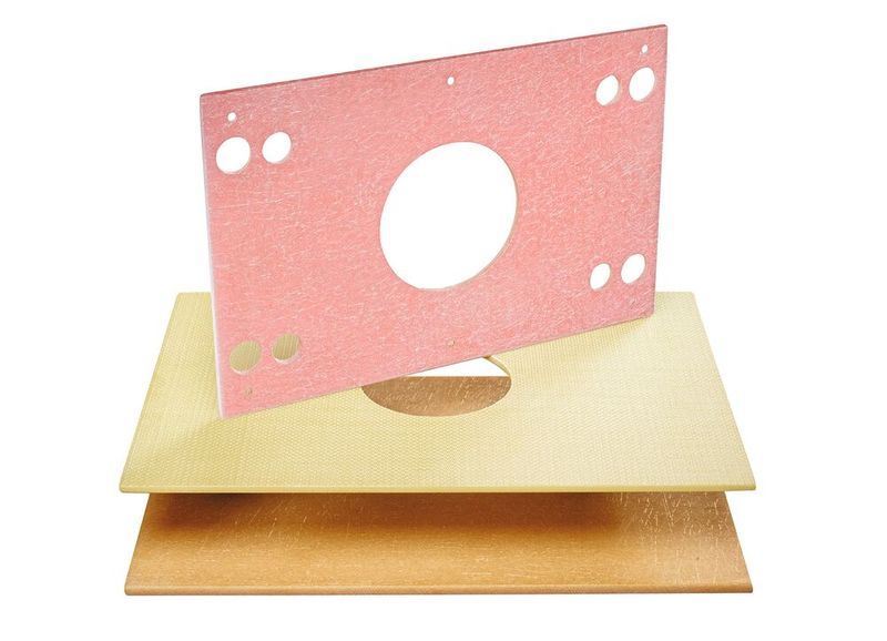 Das ist nur eine kleine Auswahl an Wärmeisolierplatten von Hasco, die beim Spritzgießen Energie und Zeit sparen. Ihre Zusammensetzung aus Duromermatrix und Glasfasern kann je nach Ensatzzweck variiert werden. Auch kann Hasco bei Bedarf kundenspezifische Platten liefern. (Bild: Hasco)