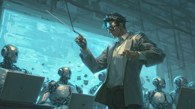 Vibecoding ist im professionellen Umfeld so etwas wie Dirigentenarbeit.(Bild:  Midjourney / KI-generiert)