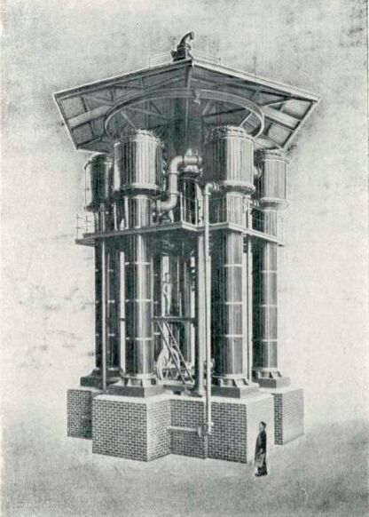 Neue Maßstäbe in der Eindampftechnik setzten 1899 Paul Kestner mit dem ersten Fallstromverdampfer und 1908 Wilhelm Wiegand mit einem patentierten  mehrstufigen Umlaufverdampfer.  (Gea)