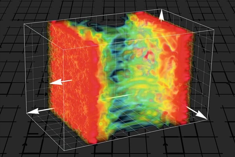 Ein Quark-Gluon-Plasma nach der Kollision zweier Atomkerne 