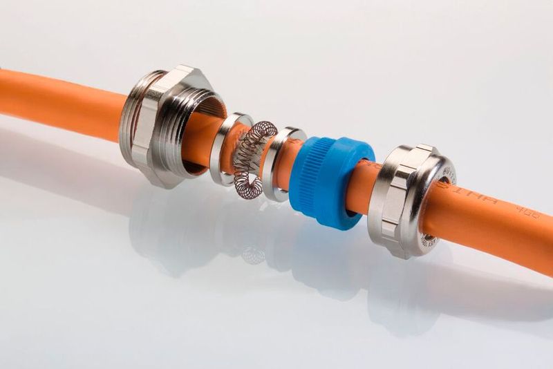 Bei der UNI EMV Dicht wird beim Anziehen der Druckschraube der Iris-Federring über zwei Konen sicher an den Kabelschirm angedrückt. Auch hier bleibt das Schirmgeflecht intakt.  (Bild: Pflitsch)