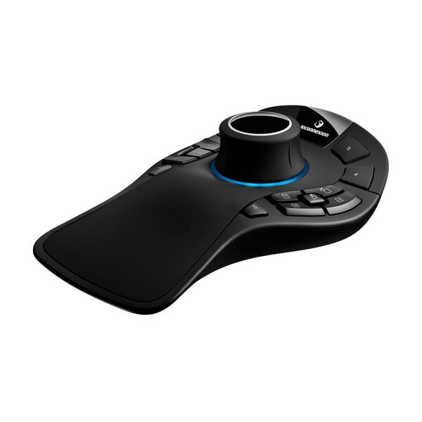Den Drehmittelpunkt eines Objekts kann der Anwender beispielsweise mit der Cad Mouse festlegen und die Drehbewegung mit der Space Mouse Pro ausführen. (3D Connexion)