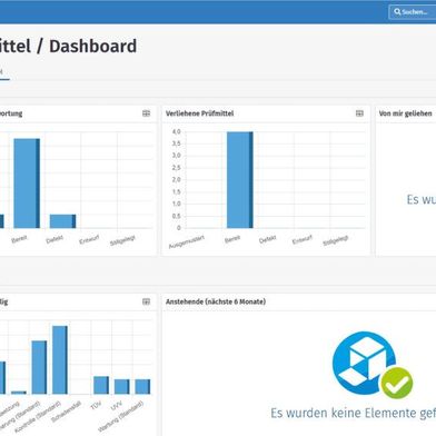 Ordnung im Bestand, Kosten im Blick: Mit dem ConSense Mess- und Prüfmittelmanagement lassen sich alle relevanten Informationen auf individuellen Dashboards auf einen Blick erfassen (Bild: ConSense GmbH)