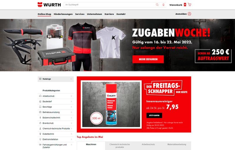 Beispiel: Der Würth Onlineshop