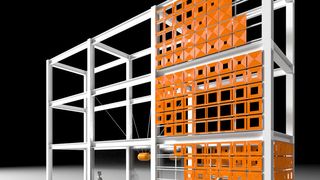 Das Forschungsstahlgerüst „X.Stahl“ wird zur Summaery 2019 mit einem robotischen 3D-Betondrucker in eine temporäre Skulptur verwandelt. (Philipp Enzmann, Michael Braun)