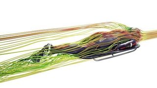 Anja Huber im virtuellen Windkanal. (Bild: TUM/Fluidyna/Mladen und Christo Penev)