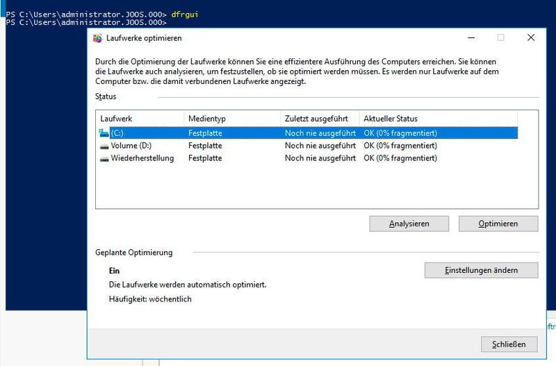 Für die Defragmentierung steht eine eigene Oberfläche zur Verfügung. (Joos / Microsoft)