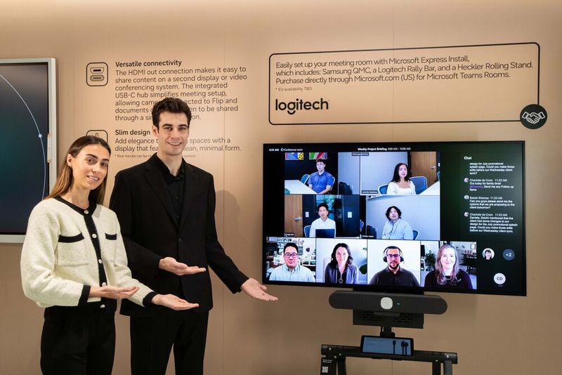 Auf der Messe hat Samsung Partnerschaften mit Cisco und Logitech für die Nutzung von Samsung-Displays mit deren Konferenzlösungen angekündigt. (Bild: Samsung)