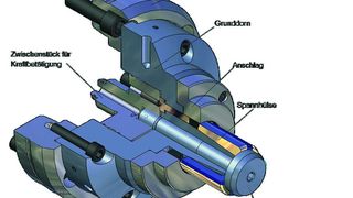 Bild 1: Das Innen-Spannmittel mit Axialzug dient zum Fixieren von Werkstücken auf Werkzeugmaschinen zur anschließenden Dreh-, Schleif- und Fräsbearbeitung. (Archiv: Vogel Business Media)
