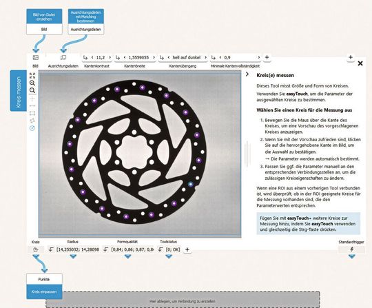 Der Tool-Arbeitsbereich bietet eine Detailansicht des ausgewählten MERLIC-Tools. Alle Verbindungen zu vorherigen und nachfolgenden Tools sind sichtbar.(Bild:  MVTec)
