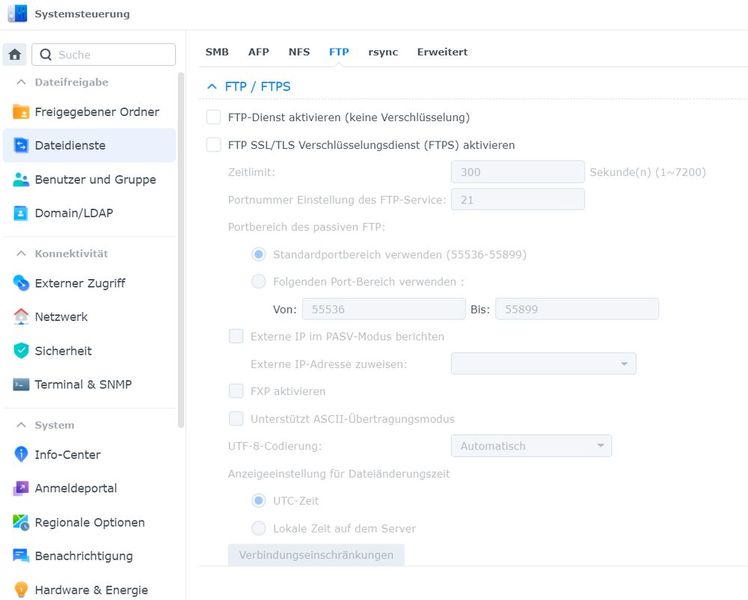 Deaktivieren nicht benötigter Dateidienste auf dem NAS. (Bild: Joos)