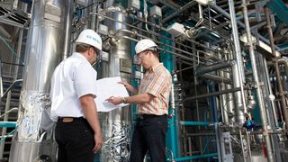 Blick in das Innere der Pilotanlage für CO2-Abscheidung im Kraftwerk Staudinger in Großkrotzenburg bei Hanau  (Bild: Siemens)