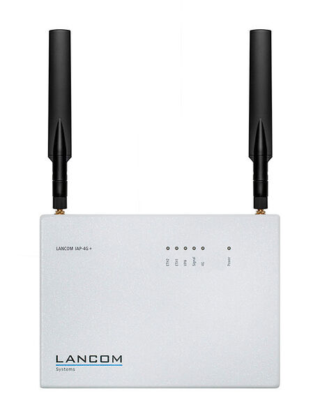 Lancom IAP-4G+: Mobilfunk-Router mit LTE-Advanced-Modem im IP50-Schutzgehäuse für hohe Zuverlässigkeit in rauen Umgebungen von -20°C bis +50°C. (Lancom Systems)