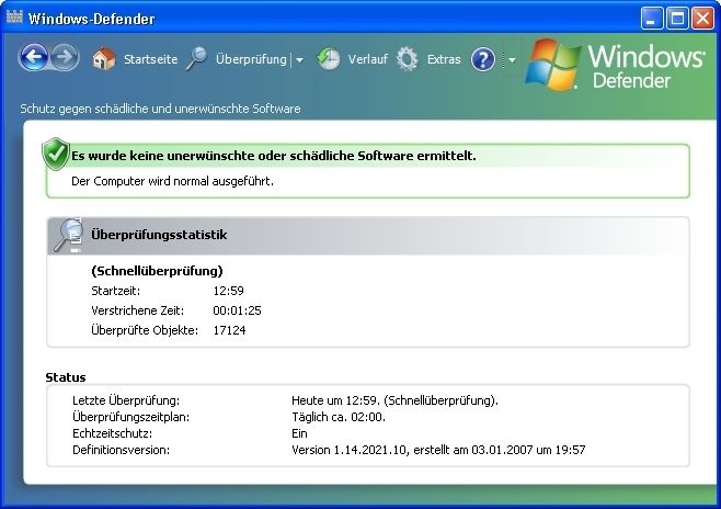 Bei einem Schnellcheck überprüft Windows Defender nur die sensiblen Systembereiche auf besonders gefährliche Schädlinge. (Archiv: Vogel Business Media)