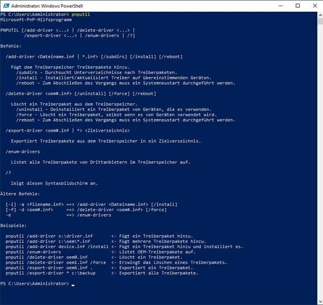 Installieren von Treibern in der Befehlszeile. (Bild: Microsoft / Joos)
