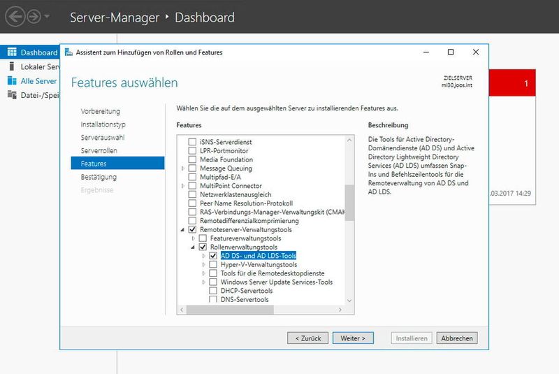 Im Rahmen der Einrichtung der Überwachung überprüft Netwrix Auditor auch, ob die notwendigen Tools zur Überwachung installiert sind. Um Gruppenrichtlinien zu überwachen, sind zum Beispiel die Remoteserver-Verwaltungstools für Active Directory notwendig. Am besten werden diese über den Server-Manager als Feature hinzugefügt. Die Tools stehen auch für Windows 10-Arbeitsstationen im Internet zur Verfügung. (Thomas Joos)