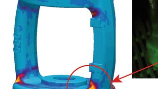 Warmrisse im Stahlgussteil entstehen durch Schwindungsbehinderung während und nach dem Erstarrungsprozess. (Magma Gießereitechnologie)