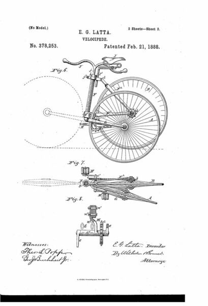 1888 erhielt der amerikanische Erfinder Emmit G. Latta ein Patent für eine  