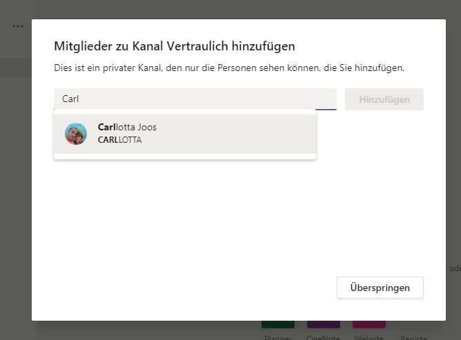 Beim Erstellen von privaten Kanälen können Benutzer gleich zu Beginn hinzugefügt werden. Im Rahmen der Verwaltung des Kanals geht dies aber auch im Nachhinein. (Thomas Joos / Microsoft)