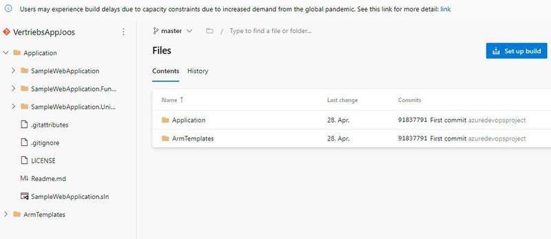 Verwalten der Dateien eines Projektes in Azure DevOps. (Bild: Joos / Microsoft)