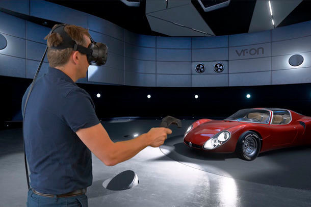 Das bayerische Startup VR-On (www.vr-on.com) entwickelt Virtual-Reality-Anwendungen für Automobilhersteller und Architekten. Es soll Unternehmen ermöglichen, eine kollaborative Virtual-Reality-Session zwischen mehreren Standorten aufzubauen. Die Plattform-Stage verbindet dazu marktübliche Hardware wie VR-Headsets mit bestehenden Spiele-Engines. (VR-On)