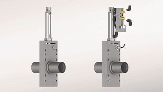 Optimierter Absperrschieber mit und ohne Sensor zur Stellungsabfrage. (Bild: Siloanlagen Achberg)