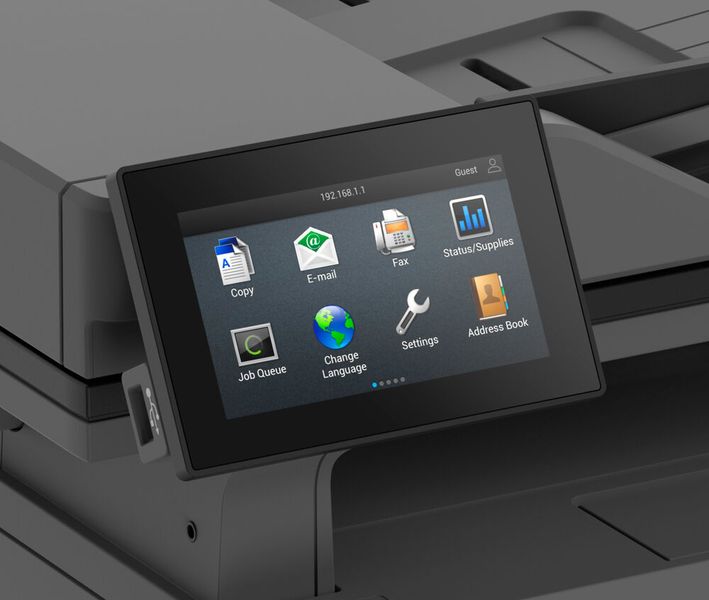 Für die Bedienung am Gerät ist ein 4,3-Zoll-Touchscreen eingebaut.  (Bild: Lexmark)