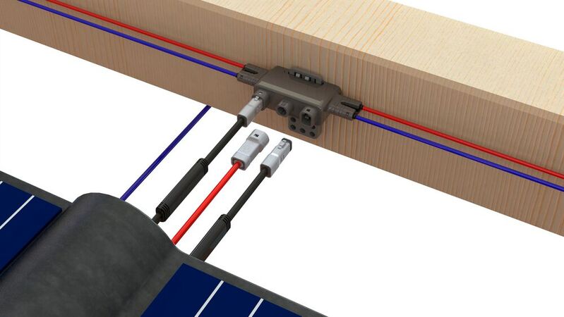 PV-Dachziegel: Optimiertes Steckverbinder-System für PV-Dachziegel bestehend aus Spezialverbindungen, Nail and Click-Montagesystem, Plug and Play-Stecksystem und Sicherheitskonzept.
